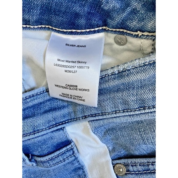 Silver Jeans Women’s Size W26xL27 Most Wanted Skinny Light Wash Midrise Stretch - Picture 6 of 10
